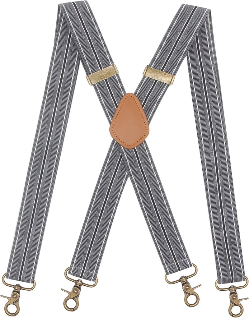 Timiot Mens Suspender 4 Swivel Strong Hooks Adjustable Braces Elastic Comfortable X Style Heavy Duty Strap - Image 1